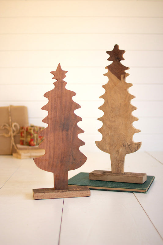 Wood Christmas Trees on Base