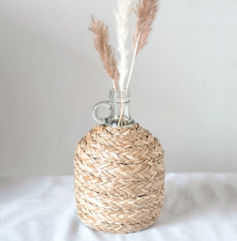 Sisal Wrapped Glass Jug