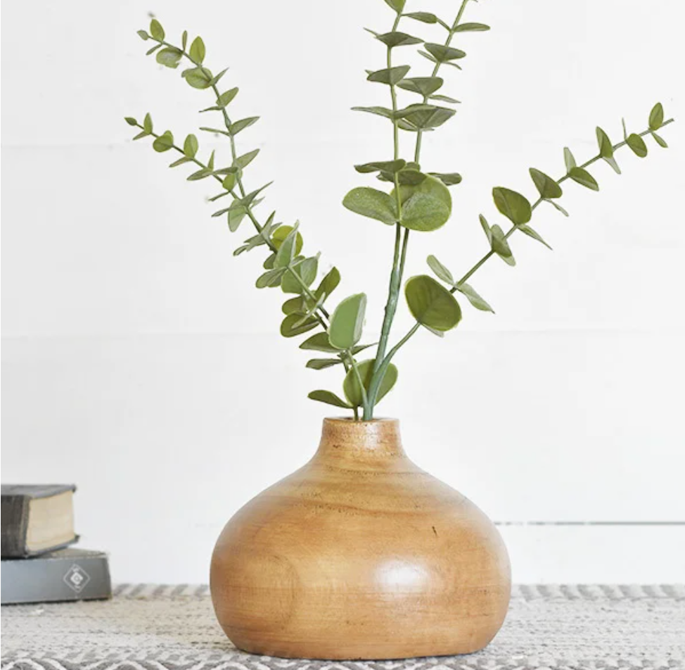 Natural Wood Teardrop Vase
