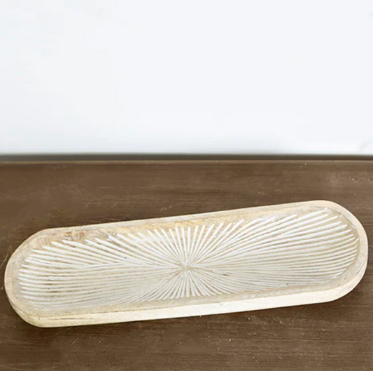 Carved Wood Starburst Tray