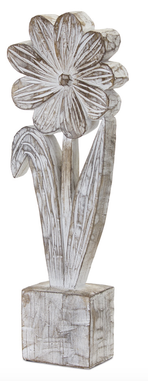 Whitewash Carved Flower