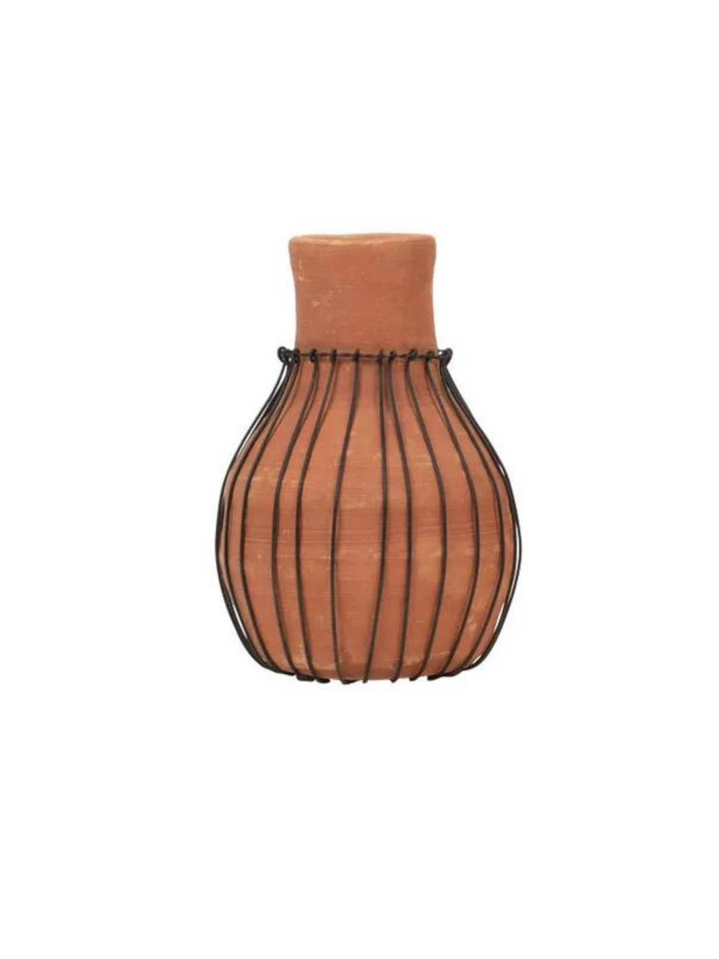 Terracotta Metal Cage Vase