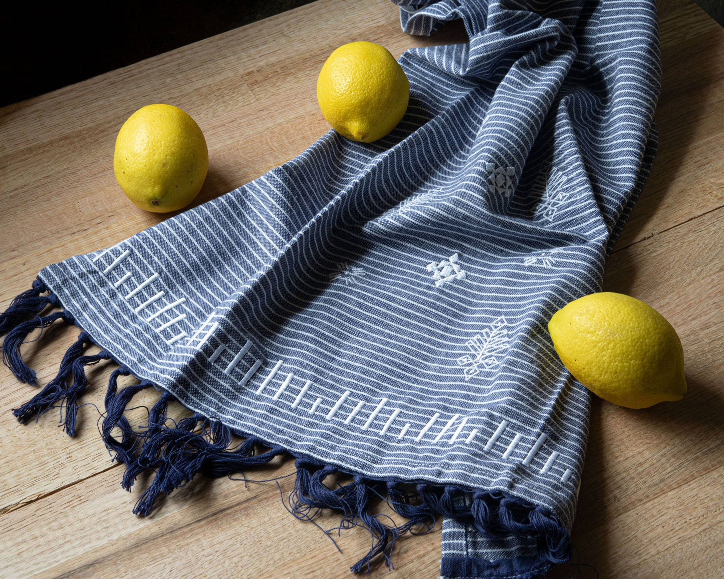 Blue Tassel Tea Towel