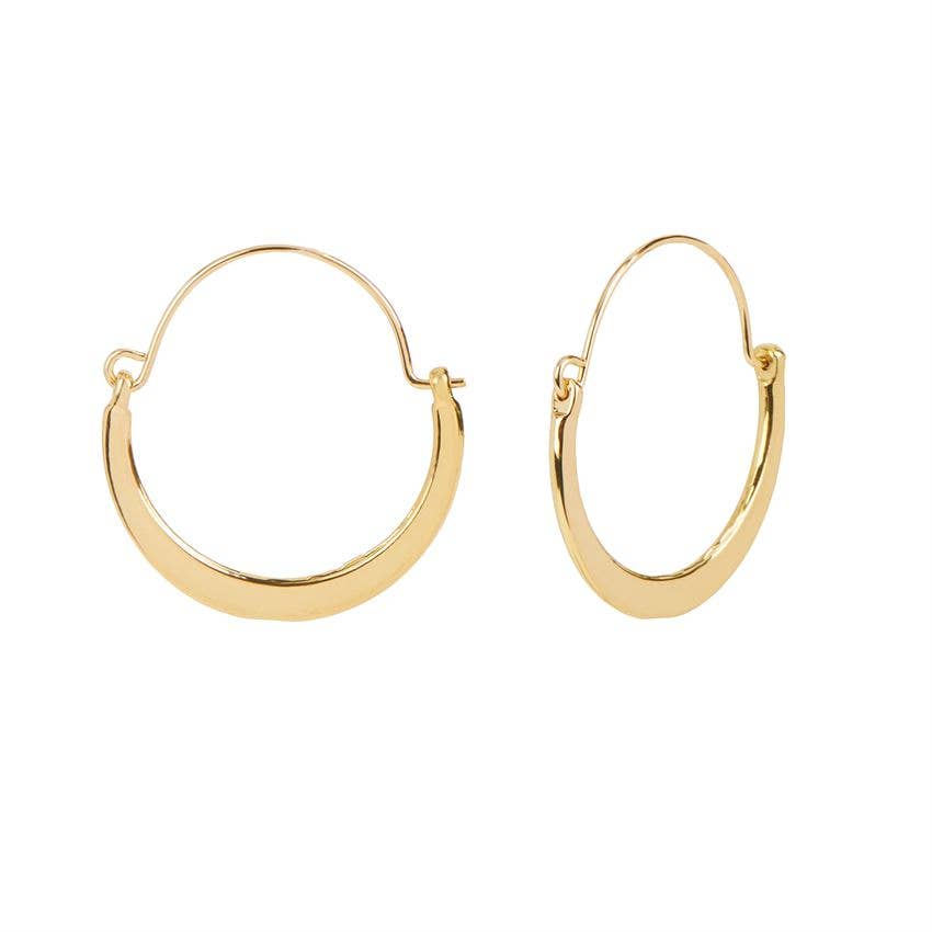 Gold Flat Crescent Hoop Earrings